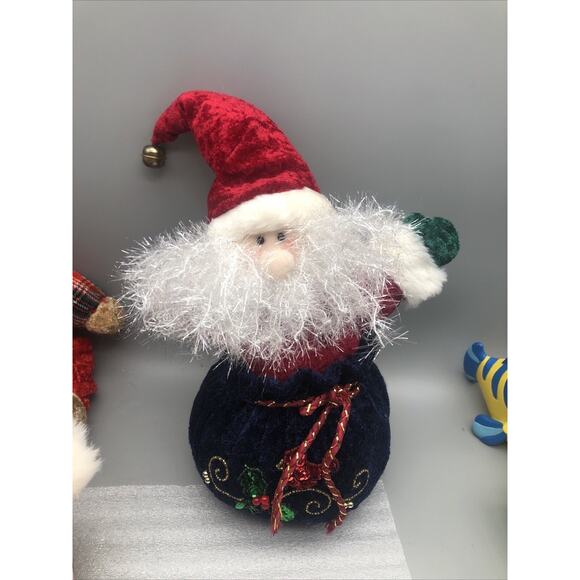 2 Vintage PBC International Plushy Santa Claus & Snowman Decoration Stuffed READ - Picture 2 of 16